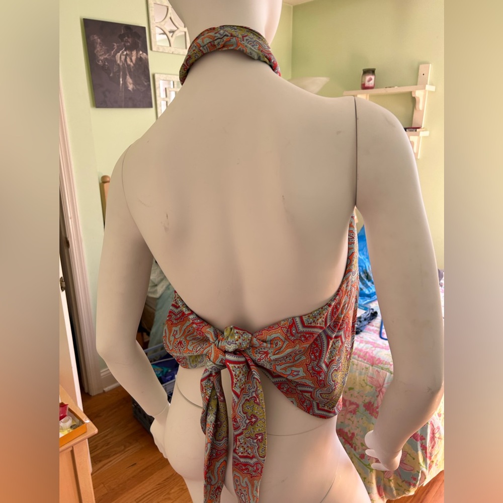 Rare women’s J.McLaughlin silk paisley print scarf shirt size M - Picture 4 of 6